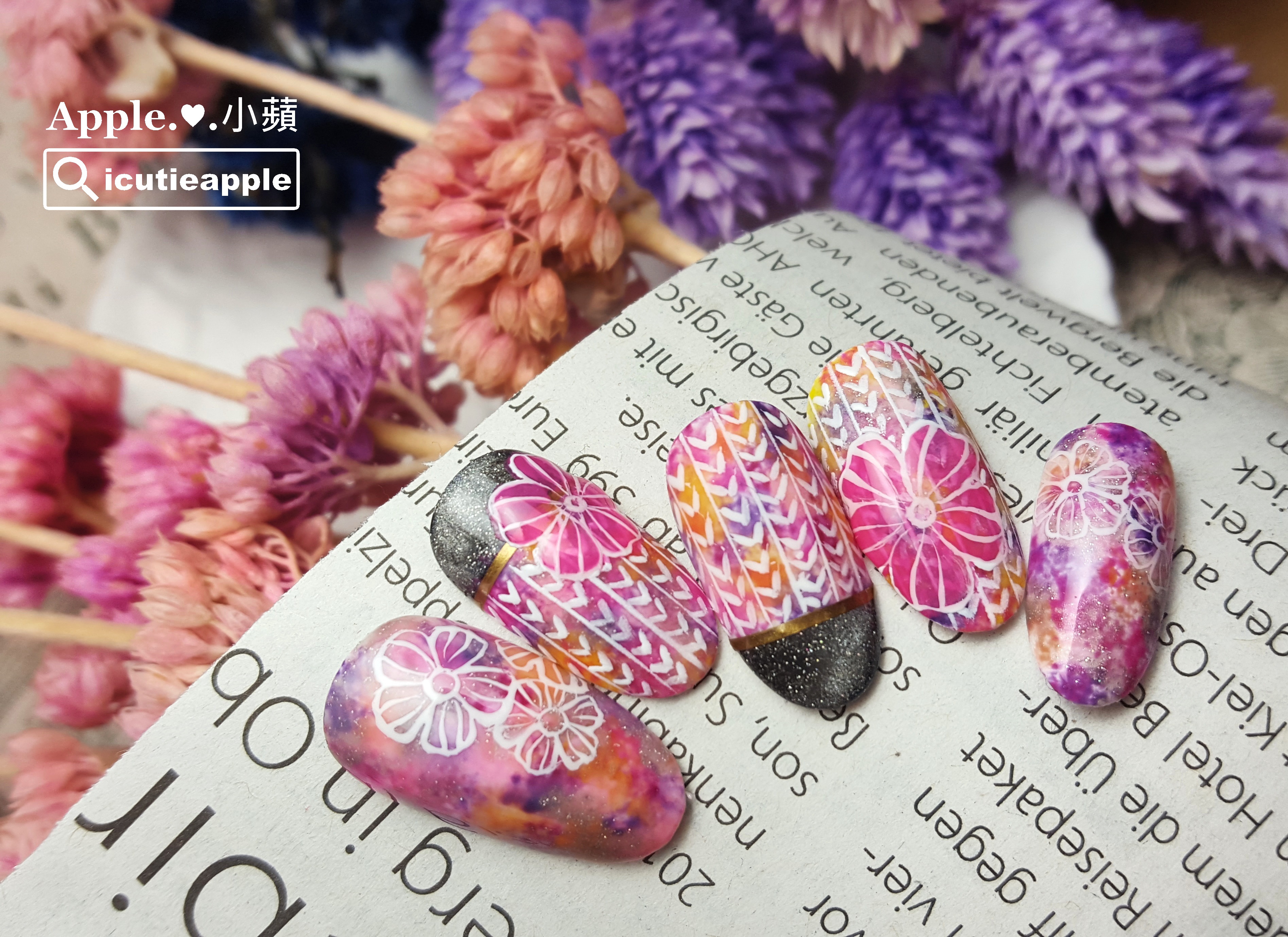 【美甲彩繪】浪漫印象派玫瑰與春天花兒的邂逅 ❤ 大森美甲Puffs Gel泡芙彩膠精選30色開箱