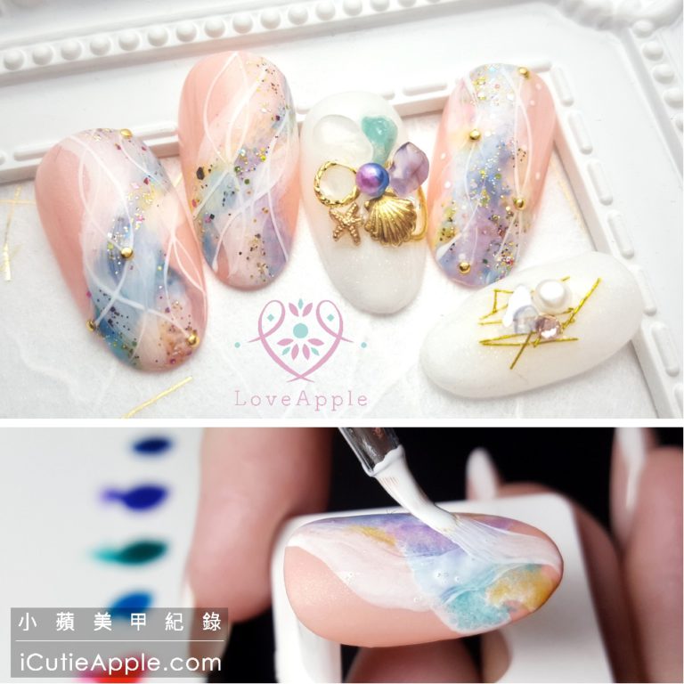 【美甲彩繪】微透感幻彩水流美甲設計 ❤ 果凍彩膠的進階應用